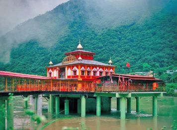 Dhari Devi Temple Reflection in Alaknanda River