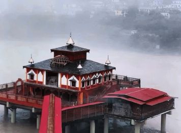 Alaknanda River near Dhari Devi Temple in Monsoon